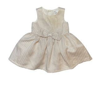 5/$25 Carters Girl 3mo‎ Jacquard Gold Cream Cupcake Dress With Bow